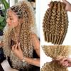 Balayage Micro Pre Looped Crochet Human Hair Extensions 14 Inch Burmese Curly Human Invisible Crochet Hair Pre Separated Knotless Strawberry Blonde Highlights Corchet for Braiding Twist Extension 50G view 1