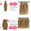 Balayage Micro Pre Looped Crochet Human Hair Extensions 14 Inch Burmese Curly Human Invisible Crochet Hair Pre Separated Knotless Strawberry Blonde Highlights Corchet for Braiding Twist Extension 50G view 4