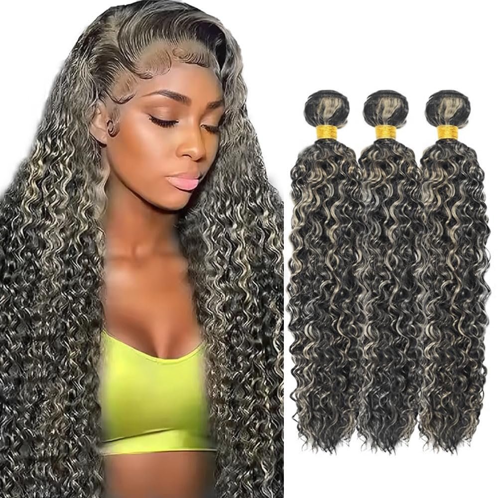 28 30 32 Inch P1B/613 Kinky Curly Bundles Human Hair Blonde Bundle Brazilian Unprocessed Virgin Hair Two Tone Black And Blonde Bundles 150g