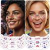 10Pcs 4th of July Face Tattoo Stickers USA Flag Star Independence Day Glitter Red White and Blue Patriotic Tattoos 4th of July Outfit Accessories for Women view 4