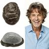 Toupee for Men Hairpiece Mens Hair Replacement System Invisible Ultra Thin Skin PU Mens Toupee Wig Soft Human Hair Piece for Men Grey #440 Medium Brown+40% Gray-90% Light Density 5"x7" view 1