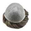 Toupee for Men Hairpiece Mens Hair Replacement System Invisible Ultra Thin Skin PU Mens Toupee Wig Soft Human Hair Piece for Men Grey #440 Medium Brown+40% Gray-90% Light Density 5"x7" view 3