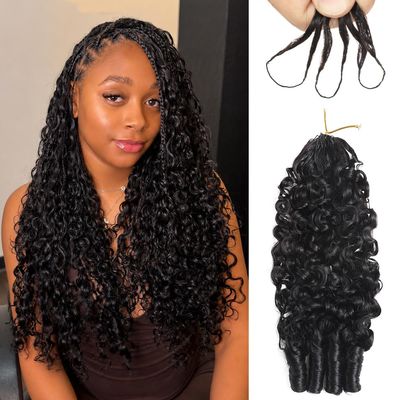 Human Crochet Hair Burmese Curly 20 Inch 60g 16A Raw Feather Crochet Human Hair Miracle Knots Pre-Separated Spiral Curl Lightweight Reusable for Black Women Natural Black