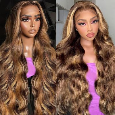Dorashion 26 Inch 4/27 Highlight Body Wave Lace Front Wigs Human Hair