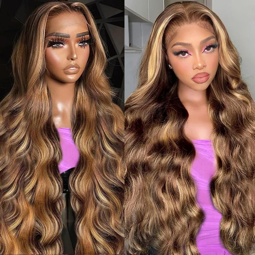 Dorashion 26 Inch 4/27 Highlight Body Wave Lace Front Wigs Human Hair