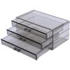 Angoily Stackable Desktop Storage Box with 3 Drawers, Gray Mini Organizer for Makeup, Jewelry, and Sundries, Cosmetic Storage Cabinet for Vanity and Desk Use view 1