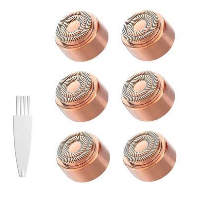 FUHKQE Replacement Heads Compatible with Finishing Touch Flawless Gen 3 Facial Hair Remover, Rose Gold Replacement Blades for Womens Facial Hair Removal Device (6 Packs)