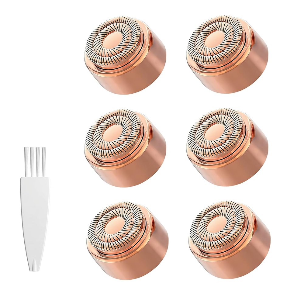FUHKQE Replacement Heads Compatible with Finishing Touch Flawless Gen 3 Facial Hair Remover, Rose Gold Replacement Blades for Womens Facial Hair Removal Device (6 Packs)