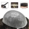 Men's Toupee Human Hair System Ultra Thin Skin All V-looped Toupee for Men Hair Replacement System Mens Hairpieces and Toupees Mens Hair Prosthesis #210 Darkest Brown+10% Gray-80% Light Density 5"x7" view 3