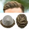 Mens Toupee Hair Replacement System for Men Ultra Thin Skin All V-loop Toupee For Men European Human Hair Pieces Natural Hairline #1730 Dark Ash Blonde+30% Gray-110% Light to Medium Density 5"x7" view 1
