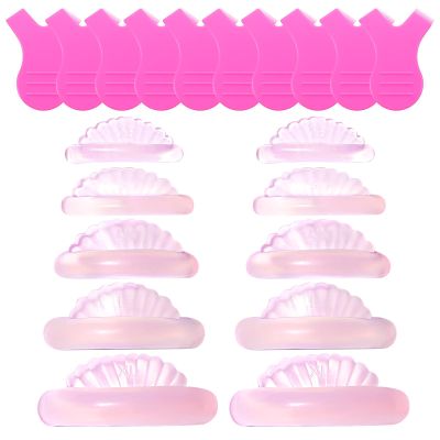 FNANJWQ 15Pcs Korean Lash Lift Pads, 5 Sizes Reusable Silicone Eyelash Lifting Shields, Self-Adhesive Lash Perm Rods Shell for All Eye Shapes, Professional Lift Tools for Eyelash Perming Curling