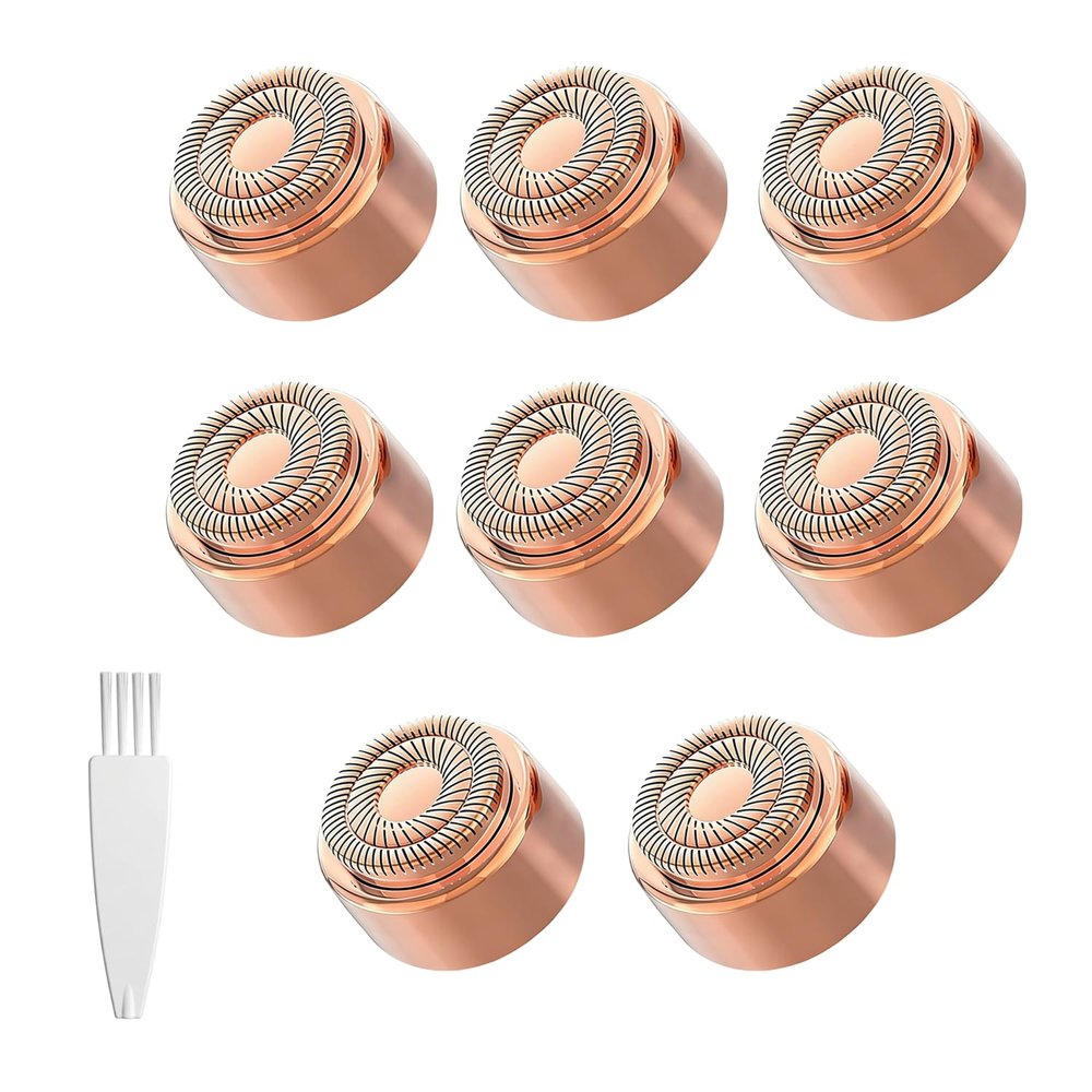 FUHKQE Replacement Heads Compatible with Finishing Touch Flawless Gen 3 Facial Hair Remover, Rose Gold Replacement Blades for Womens Facial Hair Removal Device (8 Packs)