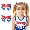 2PCS 4th of July Hair Bows for Girls Sparkly Patriotic Red White Blue Glitter Cheer Leading Bows Clips for Independence Day, Non-Slip Hair Barrettes for Toddlers Kids view 1