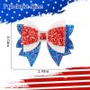 2PCS 4th of July Hair Bows for Girls Sparkly Patriotic Red White Blue Glitter Cheer Leading Bows Clips for Independence Day, Non-Slip Hair Barrettes for Toddlers Kids view 2