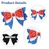 2PCS 4th of July Hair Bows for Girls Sparkly Patriotic Red White Blue Glitter Cheer Leading Bows Clips for Independence Day, Non-Slip Hair Barrettes for Toddlers Kids view 3