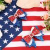 2PCS 4th of July Hair Bows for Girls Sparkly Patriotic Red White Blue Glitter Cheer Leading Bows Clips for Independence Day, Non-Slip Hair Barrettes for Toddlers Kids view 4