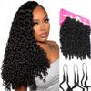 Burmese Curly Crochet Human Hair, 180g 18 Inch Crochet Hair for Black Women, Feather Crochet Human Hair Miracle Knots Pre Looped Knotless Reusable Raw Hair Bundles Natural Black view 1