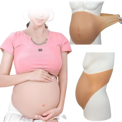 SooTTBE Realistic Fake Pregnant Belly 3-10 Months Silicone Pregnancy Bump Lightweight Cotton Filling for Maternity Props,Color 2,L