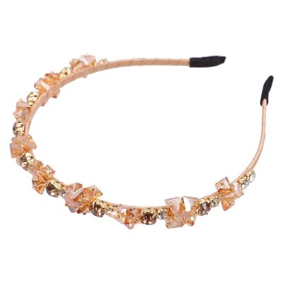 SEWACC Rhinestone Hair Band Crystal Headband Elegant French Style Hair Hoop for Women Wedding Bridal Orange Color