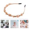 SEWACC Rhinestone Hair Band Crystal Headband Elegant French Style Hair Hoop for Women Wedding Bridal Orange Color view 3