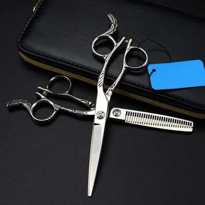 Hair Cutting Scissors, 6 Inch Steel Feather Haircut Thinning Barber Cut Shears Tools Hairdresser Set
