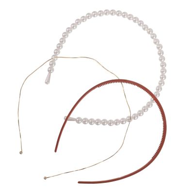 BIUDECO Faux Pearl Hairband 3pcs Set Vintage Wavy Headband for Women Wedding Party Hair Accessory Brick Red