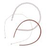 BIUDECO Faux Pearl Hairband 3pcs Set Vintage Wavy Headband for Women Wedding Party Hair Accessory Brick Red view 1