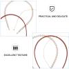 BIUDECO Faux Pearl Hairband 3pcs Set Vintage Wavy Headband for Women Wedding Party Hair Accessory Brick Red view 3