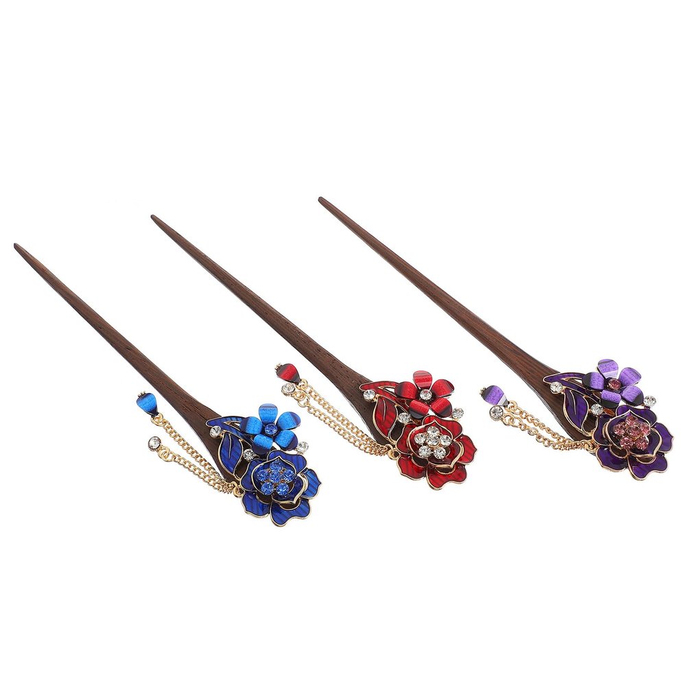 CORHAD 3pcs Chinese Style Hair Stick Hairpin Set with Tassel Handmade Ethnic Hair Chopsticks for Women for Daily and Special Occasion