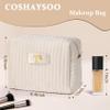 COSHAYSOO Personalized Bridesmaid Proposal Gifts Initial Makeup Bag Letter T, Bachelorette Party Bridal Shower Maid of Honor Gift for Wedding, Monogrammed Cosmetic Pouch for Bride Mother view 4