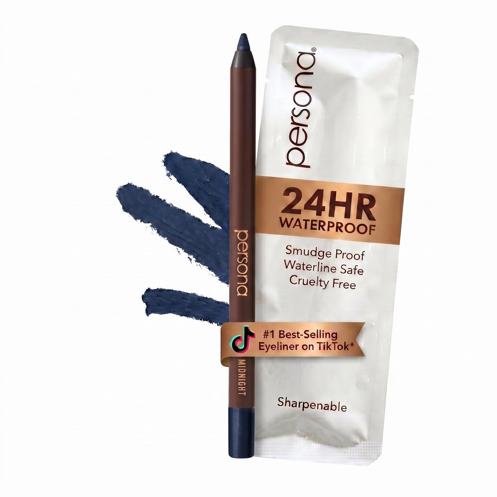 PERSONA 24HR Midnight Waterproof Eyeliner Pencil, Creamy & Sharpenable