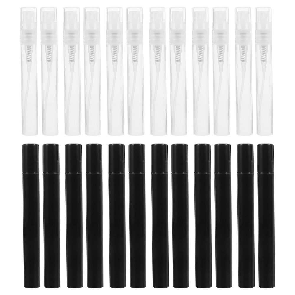 KICHOUSE 30Pcs Fine Mist Perfume Bottles, Black Plastic Spray Containers