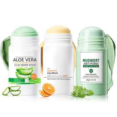 QSLYUYUAN 3PCS Clay Mask Stick,Pore Cleansing Clay Mask for Face,Mud Clay Stick Masks,Smoothing Skin,Moisturising,Oil-Controlling for All Skin Types