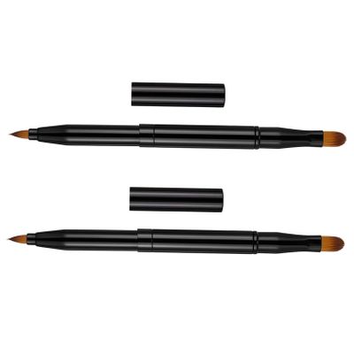 Alipis 2pcs Dual-ended Makeup Brush Set Retractable Lip Brush Multi-function Cosmetic Tool Precise Lipstick Eye Makeup Portable Travel Beauty Accessories
