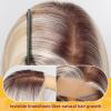 Ombre Blonde Lace Front Bob Wig, Short Straight Glueless Synthetic Wig for Women, Pre-Plucked Hairline with Brown Roots, 13x6 HD Lace Bob Wig for Daily Wear 10IN (Dark Brown) view 4