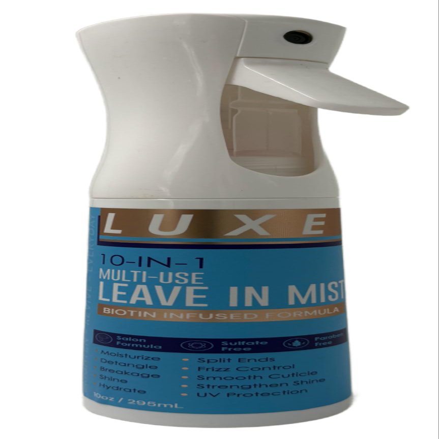 Custom Nature LLC LUXE 10-in-1 Multi-Use Leave in Mist Spray, Biotin Infused Formula, Frizz Control, UV Protection, 10 oz