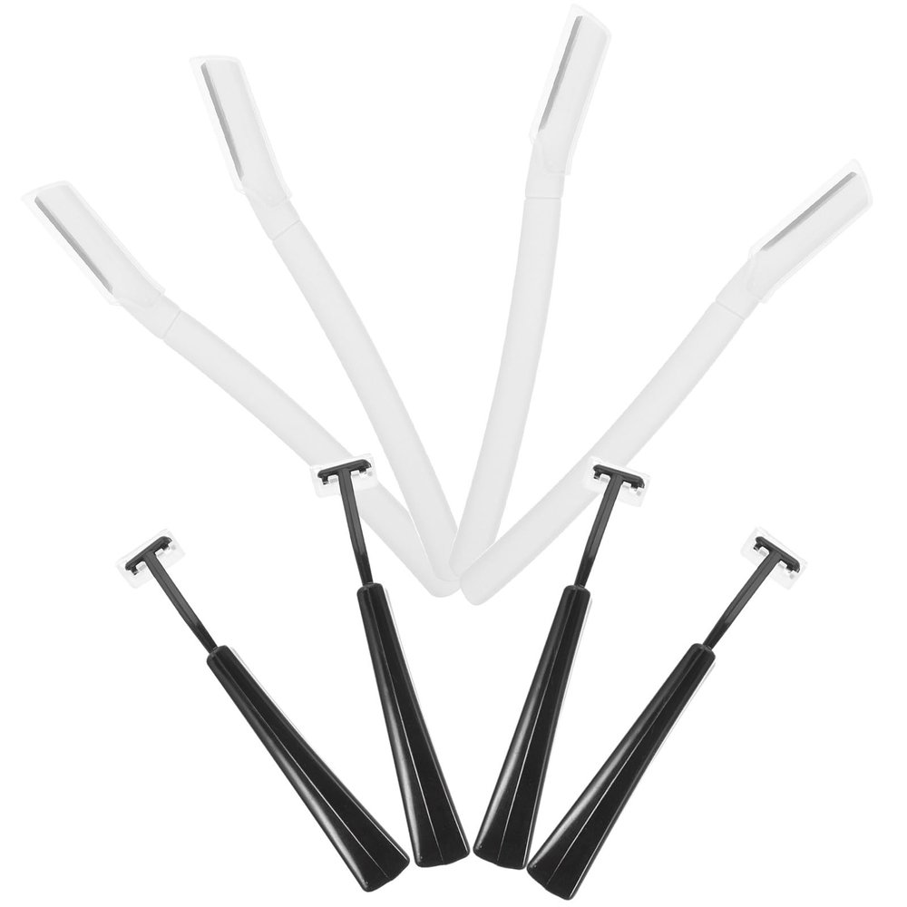 JOYOFREELY Portable Eyebrow Razor Trimmer 8pcs Set with T-shaped Handle Facial Hair Shaper for Women and Men Eyebrow Grooming Makeup Accessory