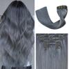 UGOTRAYS Silver Grey Clip in Hair Extensions Real Human Hair 70G Gray Remy Human Hair Clip in Extensions 20 Inch Soft Silky Straight for Full Head 7pcs 16clips One Pack view 1