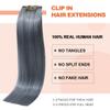 UGOTRAYS Silver Grey Clip in Hair Extensions Real Human Hair 70G Gray Remy Human Hair Clip in Extensions 20 Inch Soft Silky Straight for Full Head 7pcs 16clips One Pack view 3