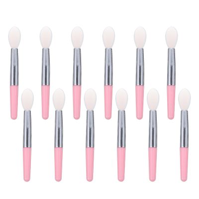 HOMOCONO 12pcs Silicone Lipstick Brush Applicator Set Mini Lip Balm Applicators with Pink Handles for Lip Mask and Gloss Makeup Tools