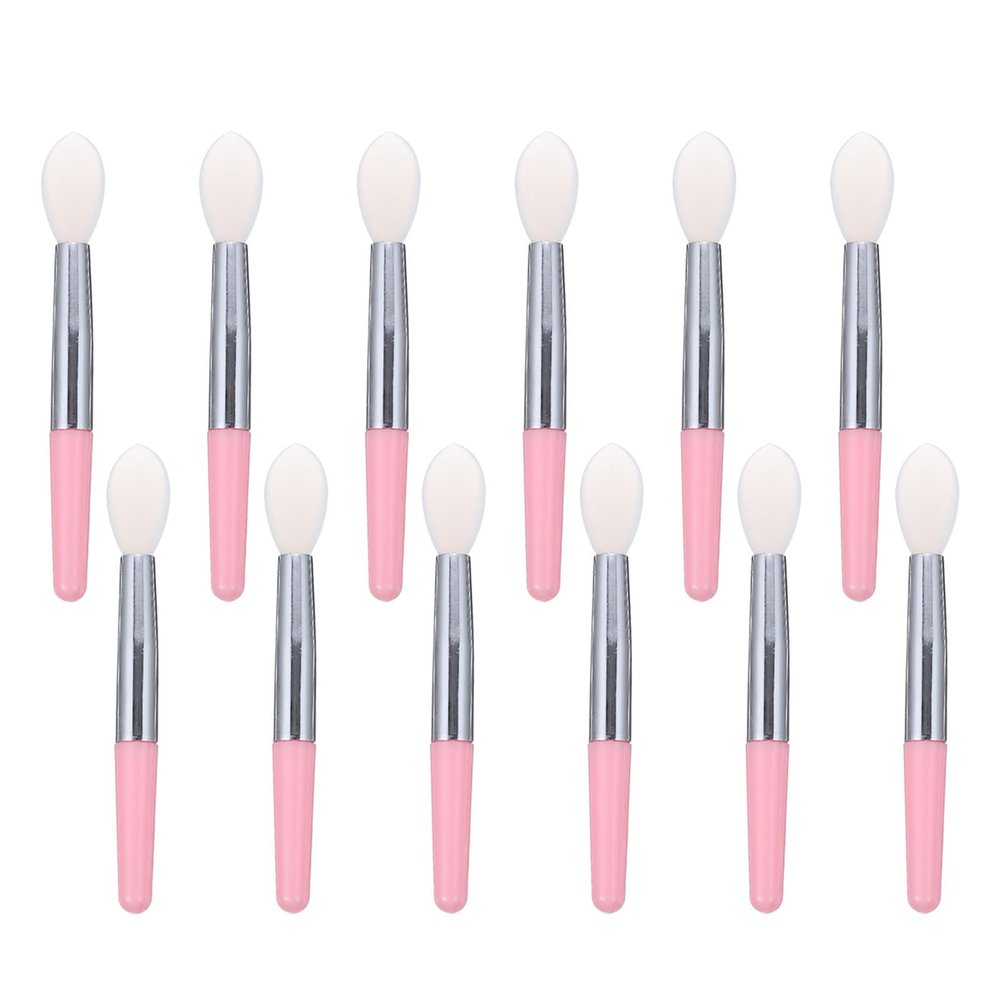 HOMOCONO 12pcs Silicone Lipstick Brush Applicator Set Mini Lip Balm Applicators with Pink Handles for Lip Mask and Gloss Makeup Tools