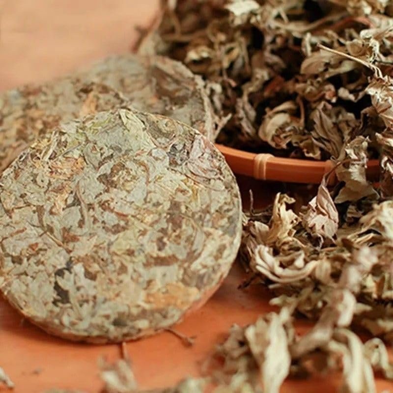 Portable Travel Size Wild Sun-Dried Qi Ai Mugwort Leaves (No Stems) Aged Artemisia argyi Leaf, for Foot Soak, Bath, Air Purification Compressed Mugwort Brick(1.1lbs)