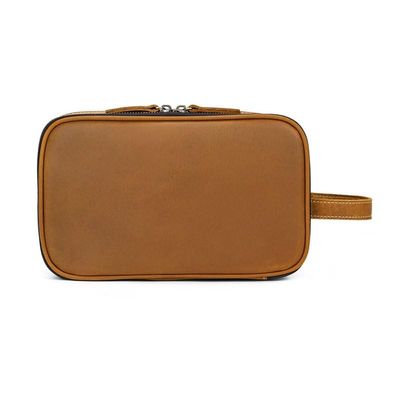 DUYHBAWRS Leather Toiletry Bag Men's Women's Vintage Makeup Waterproof Inner Fabric Storage(Style2)
