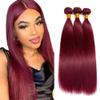 330g 99J Burgundy Bundles Human Hair Burgundy Straight 3 Bundles 22 24 26 inch Vinmdonm Wine Red Color Brazilian Unprocessed Virgin Remy Hair Extensions view 1