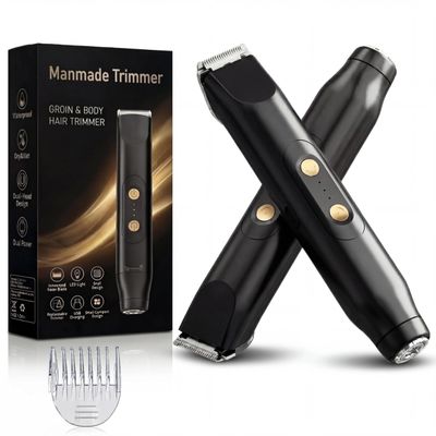 Manmade Trimmer Manscaping Body Groomer for Men, Groin & Body Hair Trimmer, High-Speed 6000 RPM, Smooth & Comfortable Trim, Skin-Friendly, Waterproof & Fully Washable, Cordless with Storage Pouch