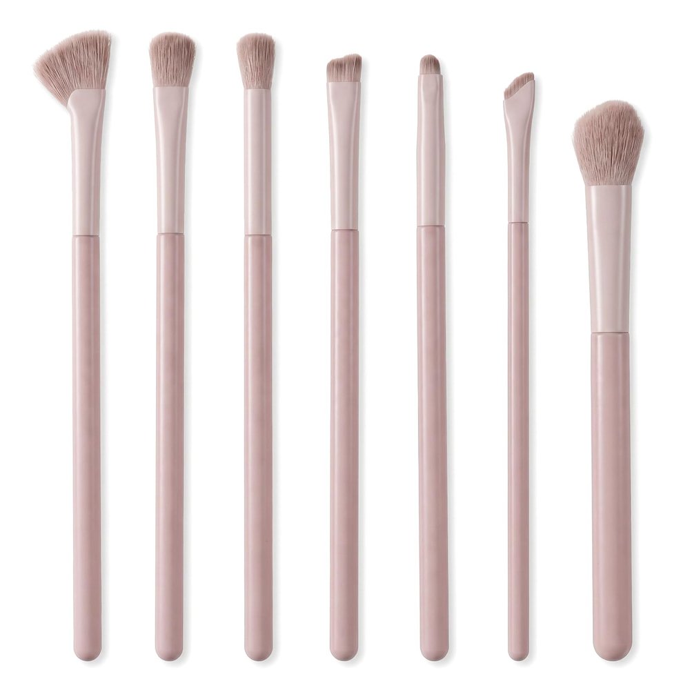 7Pcs Eye Makeup Brush Set Professional Eyeliner & Angled Eyebrow Brushes with Blending Eyeshadow Makeup Brushes with Soft Hairs Plastic Handle for Liquid, Cream, Powder Concealer Brows Eye Shadows