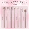 7Pcs Eye Makeup Brush Set Professional Eyeliner & Angled Eyebrow Brushes with Blending Eyeshadow Makeup Brushes with Soft Hairs Plastic Handle for Liquid, Cream, Powder Concealer Brows Eye Shadows view 2