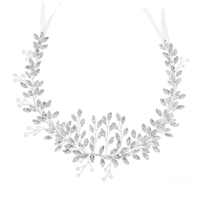 BETOOKY Rhinestone Bride Wedding Headband Hair Accessories Luxury Handmade Silver Bridal Hairpiece for Bridal Gown Ceremony