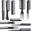 10 Pcs Fine and Wide Tooth Comb Set, Rat Tail Comb Professional Barber Comb for Women or Men Various Stying Curly and Straight Hair view 1