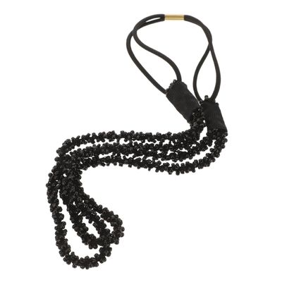 TINEASUR Beaded Bohemian Stretch Headband for Women, Handmade Small Beads Hair Jewelry, Black Elastic Hair Accessory for Weddings, Parties, and Everyday Wear